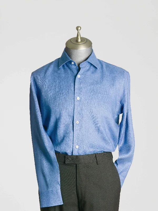 Franco Linen Shirt - Royal Blue Windsor Collar