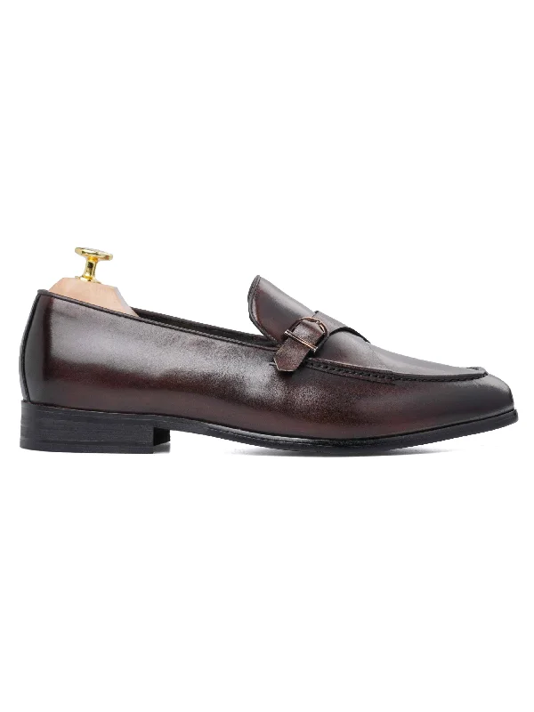 Leo Duo Strap Loafer - Coffee (Hand Painted Patina)