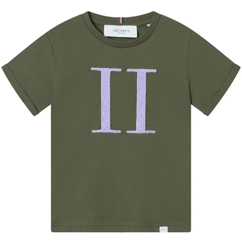 Les Deux Kids Olive Night/Light Orchid Encore Bouclé T-Shirt