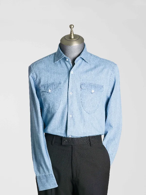 Mateo Denim Shirt - Light Blue Windsor Collar