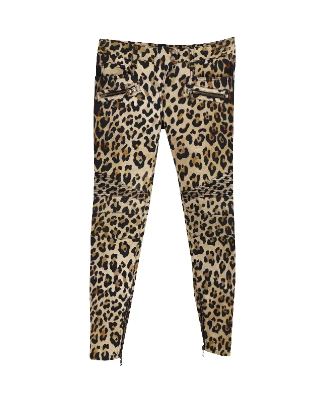 Balmain Leopard Skinny Trouser in Animal Print Cotton