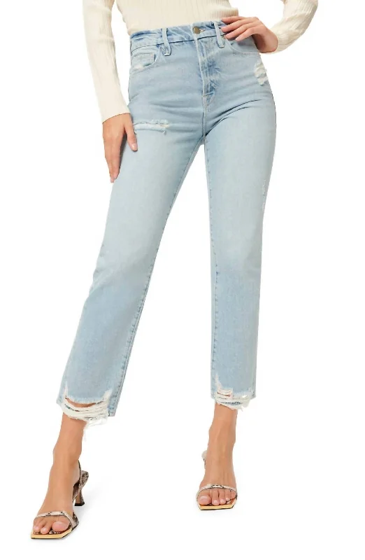 Boy Distressed Straight Leg Jeans In Blue