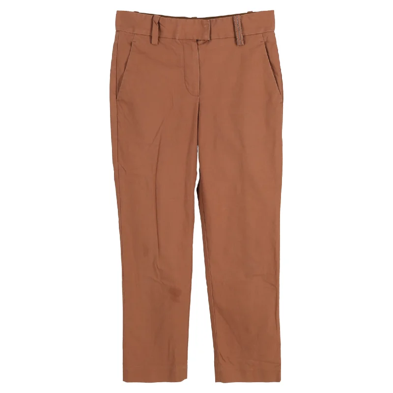 Brunello Cucinelli Cropped Trousers in Brown Cotton