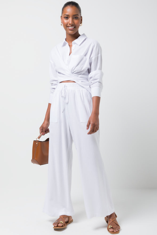 Relaxed Pull On Pants White