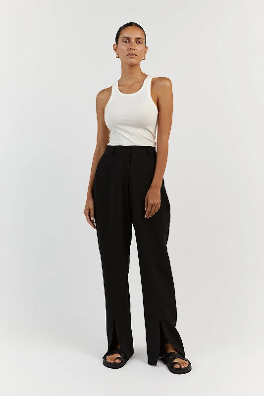 ROWAN BLACK STRAIGHT LEG SPLIT PANT