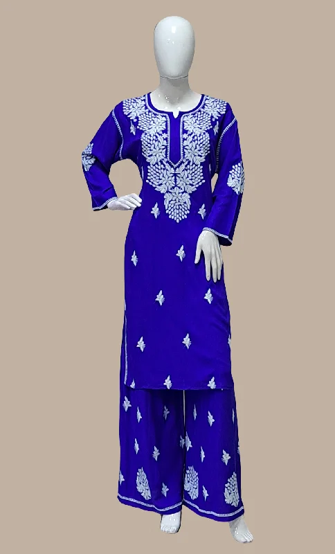 Royal Blue Embroidered Kurti Top & Pants