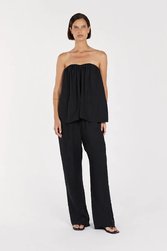 SHANIYA BLACK LINEN BLEND PANT