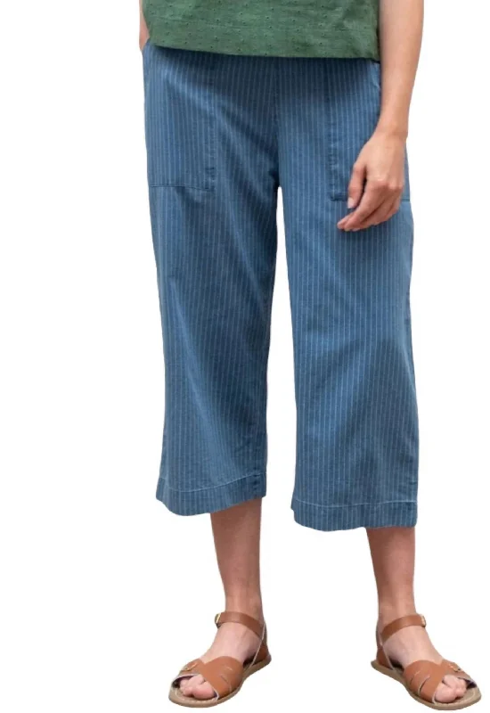 Striped Denim Culottes Trouser In Denim Stripe