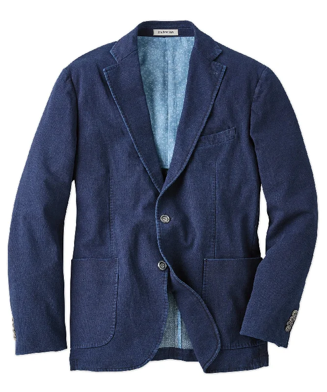 Denim Knit Blazer with Patch Pockets