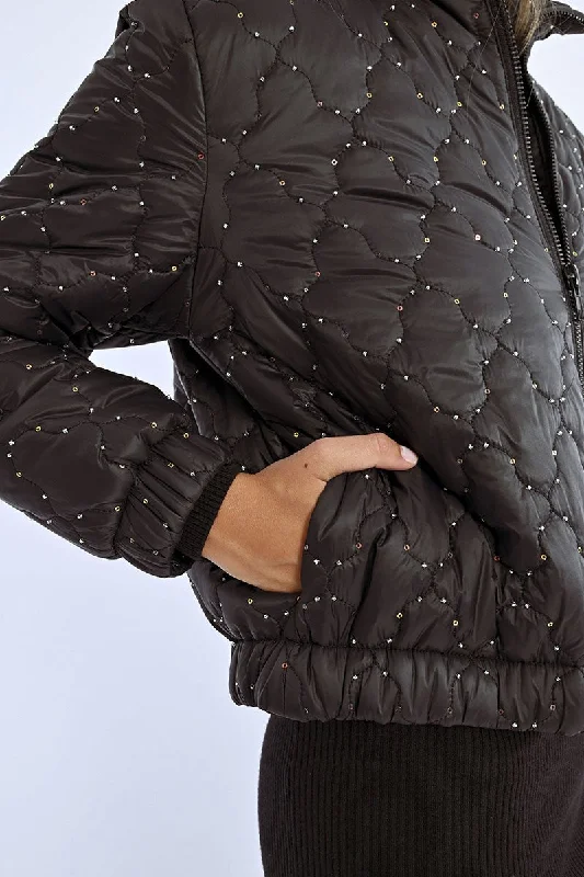 Molly Bracken Black Beaded Down Jacket